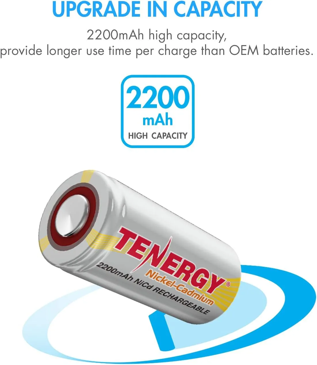 Tenergy SubC 2200mAh NiCd Flat Top Rechargeable Battery (No Tabs) - 15 Pack