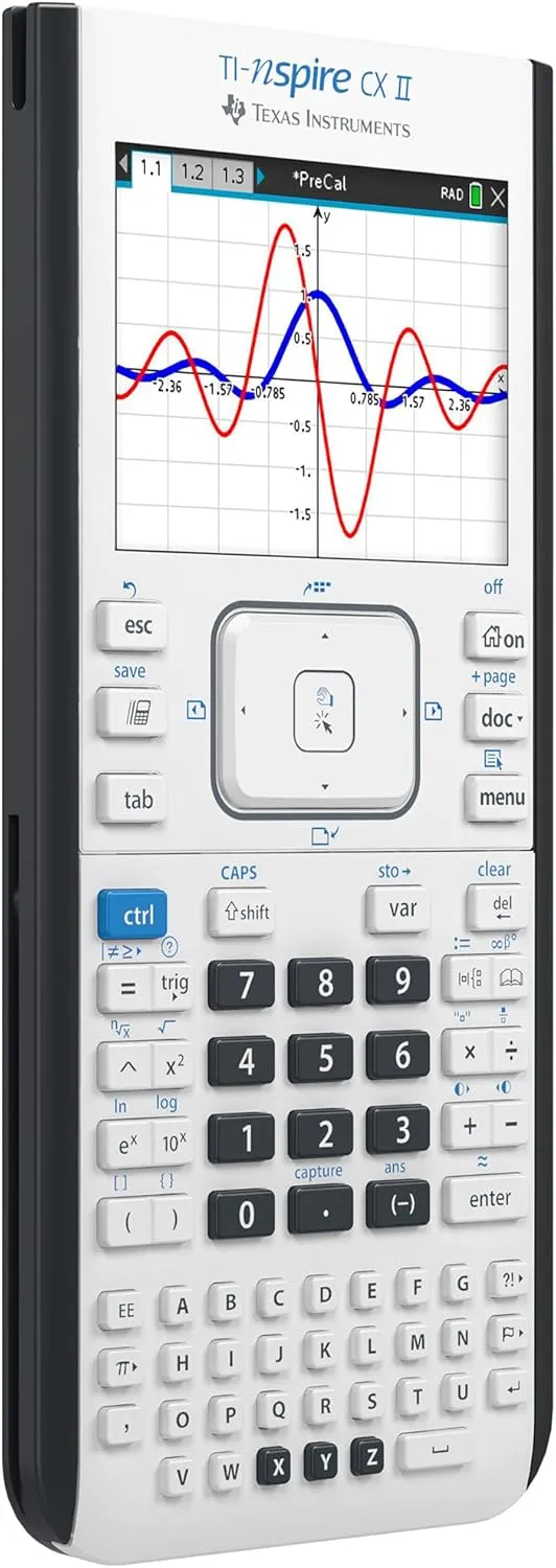 Texas Instruments TI-Nspire CX II Color Graphing Calculator with Student Software (PC/Mac) White 3.54 x 7.48