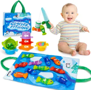 teytoy Fishing Game for Toddlers 1-3, Montessori Toys with Stacking Cups - Number Counting/Color Sorting Sensory Toys Preschool Games for Boys Girls Birthday