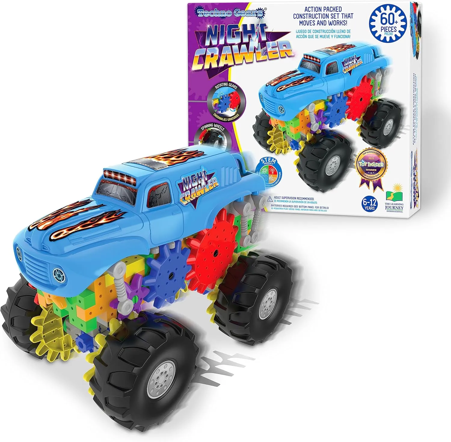 The Learning Journey – Techno Gears – Night Crawler – 60  Pieces – Kid Toys & Gifts for Boys & Girls Ages 6 Years and Up – Award Winning Toy - STEM