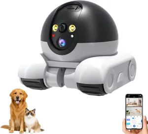 The Patrol Bot - Patrol Bot PRO, UHD Dual Lens Mini Robot Camera, 5200mAh Battery USB Rechargeable Indoor Robot Pet Camera, with Real Time 2-Way Talk, Night Vision, APP Remote Control (WiFi, 32G)