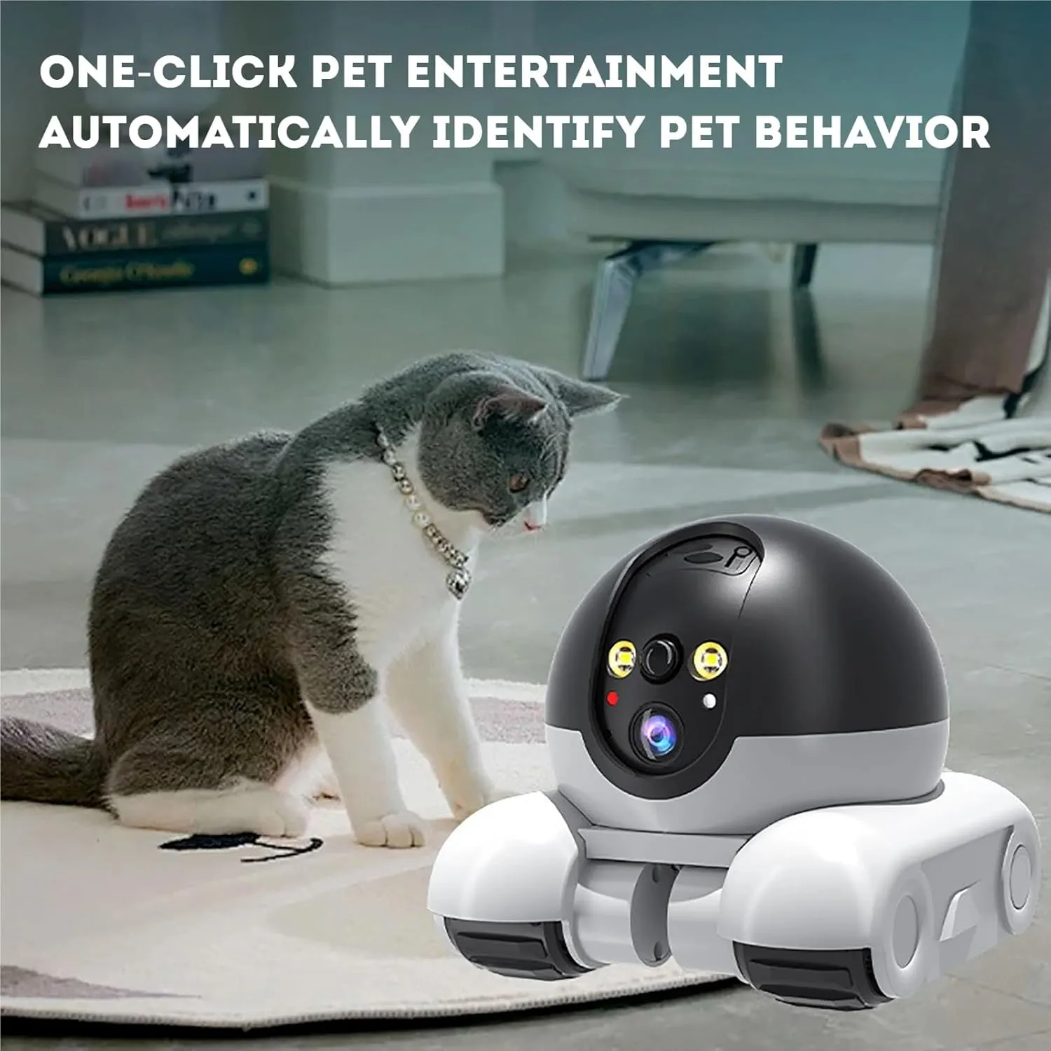 The Patrol Bot - Patrol Bot PRO, UHD Dual Lens Mini Robot Camera, 5200mAh Battery USB Rechargeable Indoor Robot Pet Camera, with Real Time 2-Way Talk, Night Vision, APP Remote Control (WiFi, 32G)