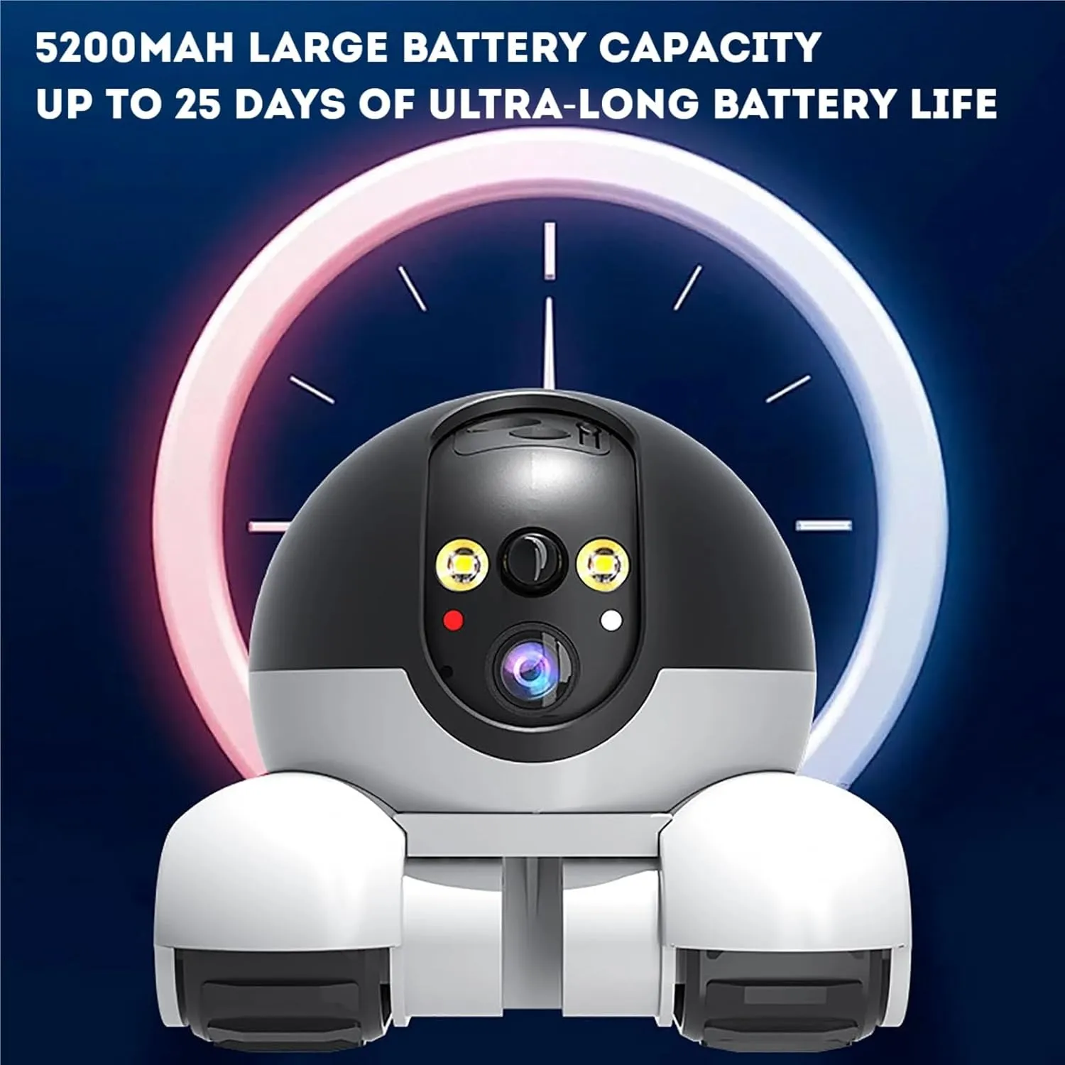 The Patrol Bot - Patrol Bot PRO, UHD Dual Lens Mini Robot Camera, 5200mAh Battery USB Rechargeable Indoor Robot Pet Camera, with Real Time 2-Way Talk, Night Vision, APP Remote Control (WiFi, 32G)