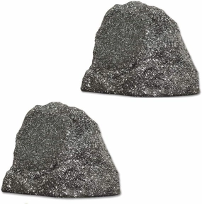 Theater Solutions by Goldwood B61GG Wireless Rechargeable Bluetooth Outdoor 6.5 Inch Rock Speaker System – Granite Gray, Set of 2, 200 Watts