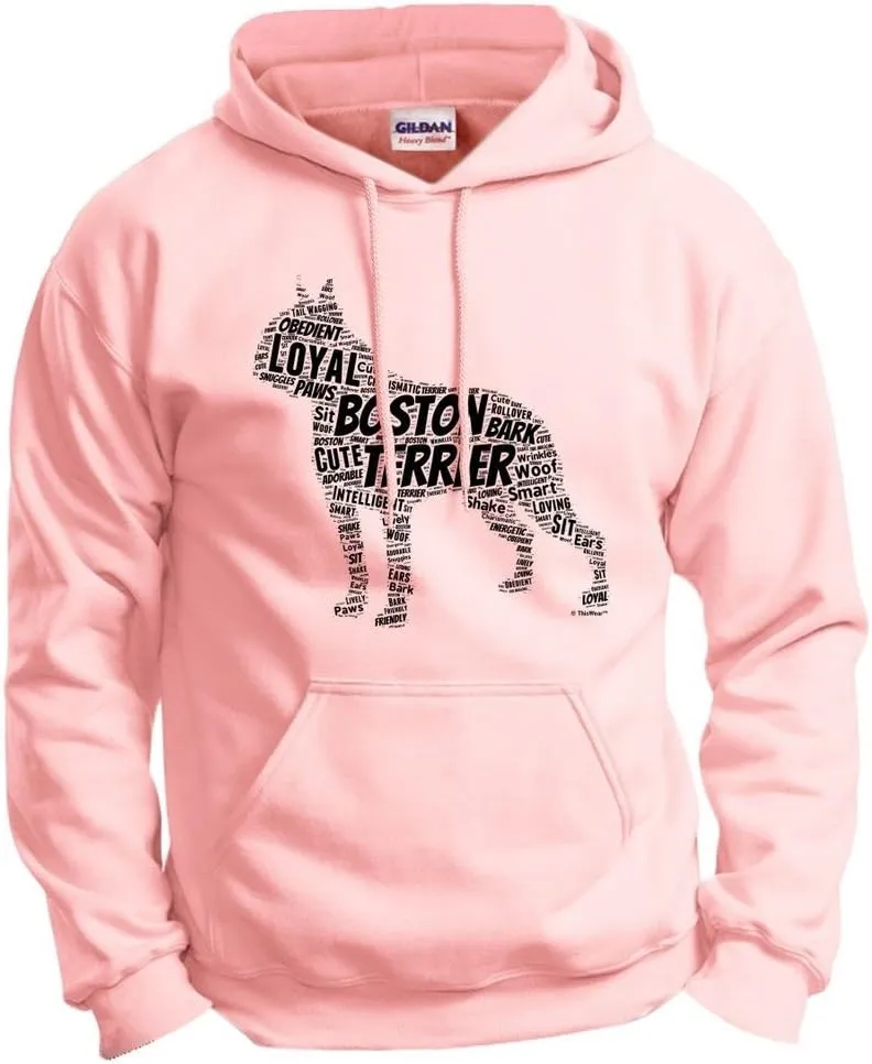 ThisWear Boston Terrier Word Art Dog Puppy Owner Gift Hoodie Sweatshirt