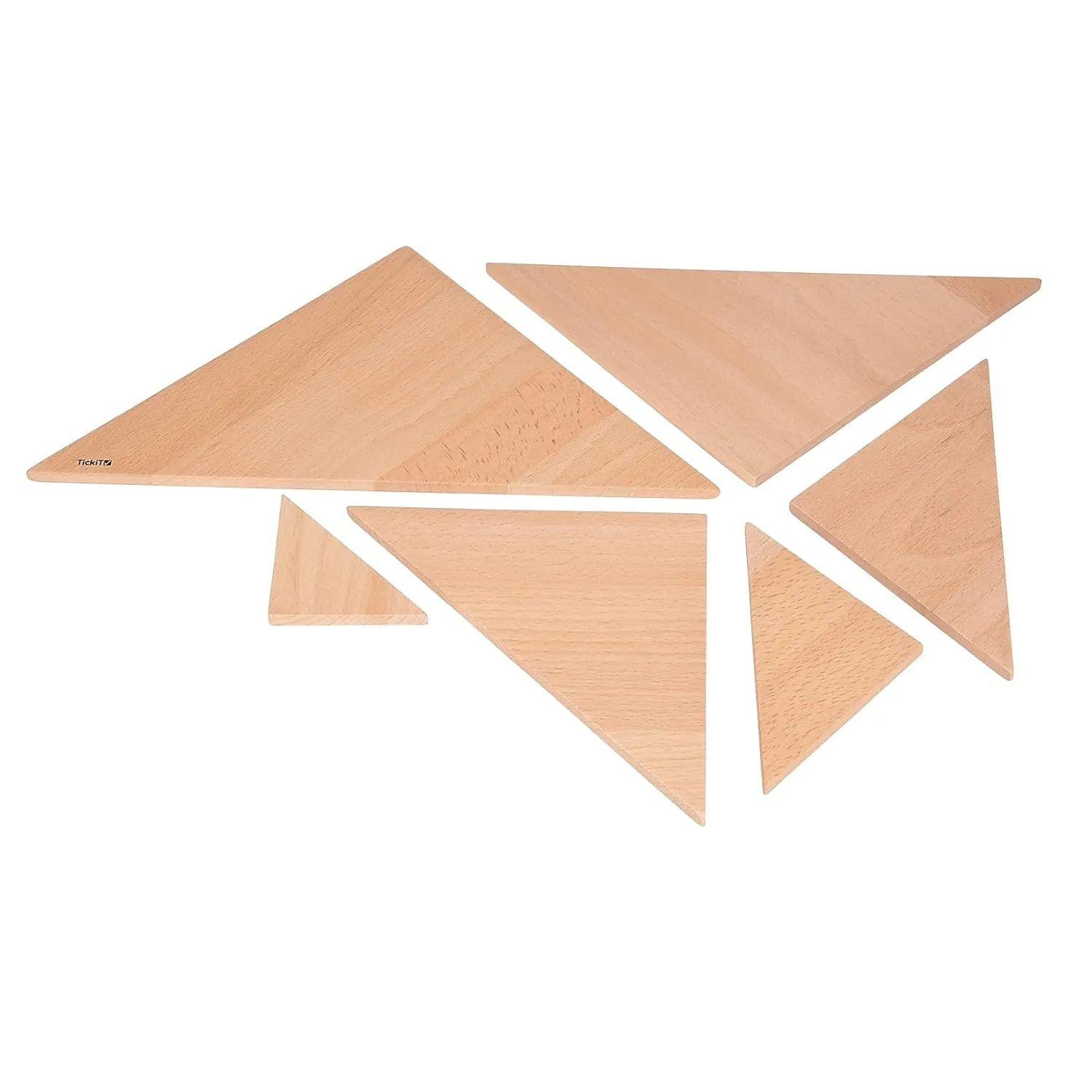 TickiT Natural Architect Panels - Triangles - Set of 6 - Build and Stack - Open-ended Play for Kids - Wooden Toys for Toddlers and Preschoolers