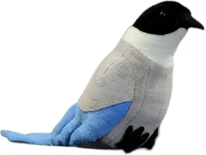 Tiny Heart Simulation Grey Magpie Plush Toy, 7.87inch Realistic Soft Plush Stuffed Animal Doll Cute Children's Home Decor