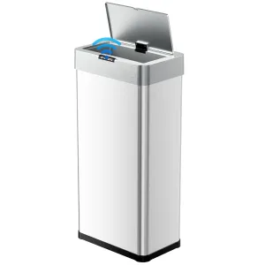 TLSUNNY 16 Gallon Motion Sensor Trash Can,Touchless Automatic Garbage Can,Brushed Stainless Steel Smart Bin,with Bag Holder,Soft Close Lid,for Kitchen,Office,RV,Bedroom,Living Room (Silver, 60L)