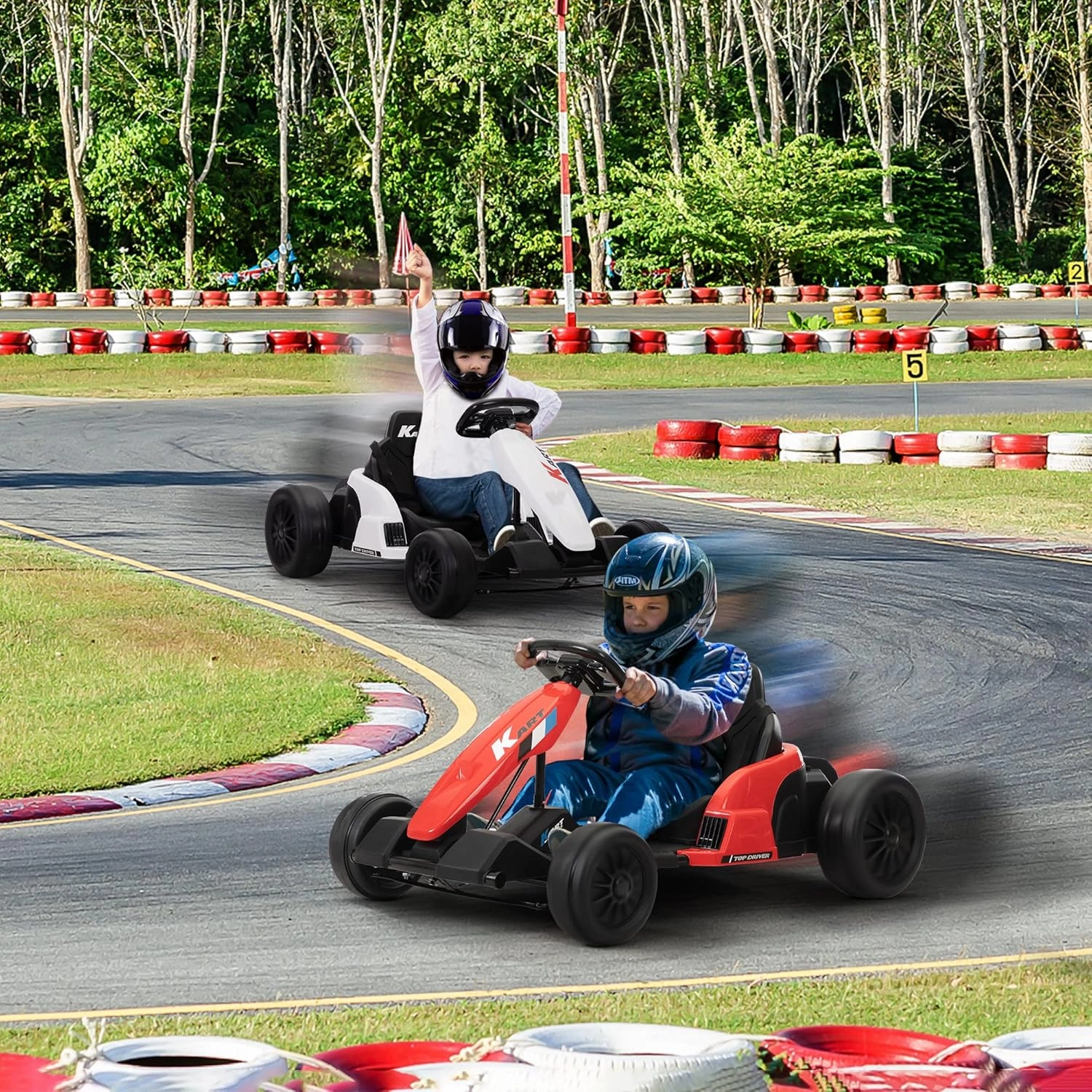 TOBBI Ride on 24V Electric Drifting Go Kart for Kids 4-16 Year, 7Ah Battery Powered Electric Car Ride on Toys, Electric Ride On Toyw/Safety Belt,Music,Horn,85W*2 Motor,USB,Weight Limit 132LBS (red)