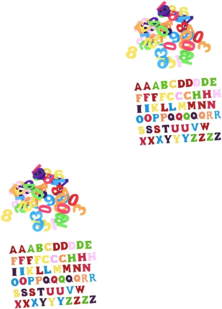 Toddmomy 2sets Kids Craft Kit Alphabet Stickers Felt Letter Numbers Each Fade-Resistant 200pcs*2