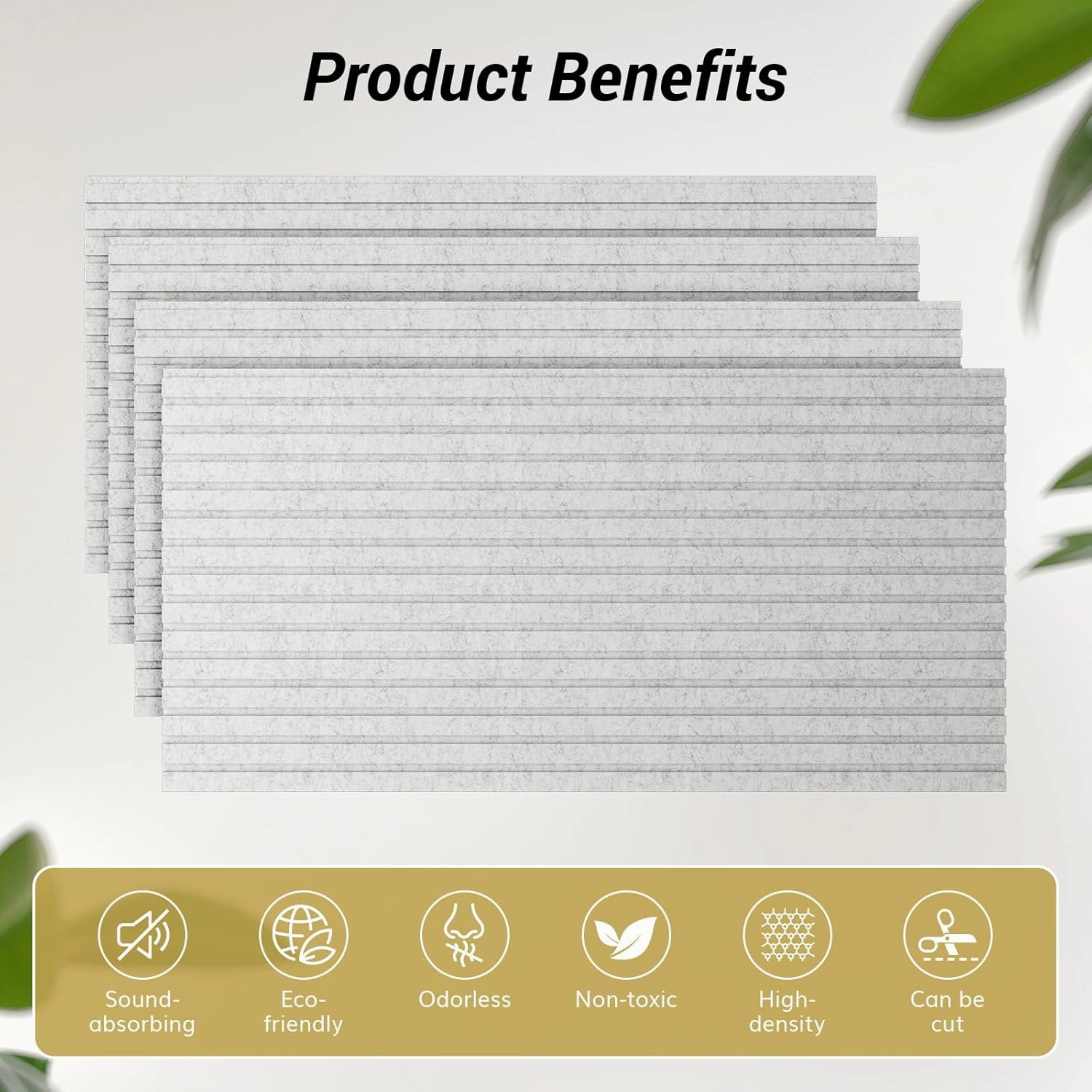 TONOR 4-Pack Bilayer Acoustic Panels Large Self-adhesive, 47.2” * 23.6” * 0.72” Adhesive Wall Panel, Large Soundproof Tiles for Echo Absorbtion, Acoustical Barrier of Polyester Fiber, Grey