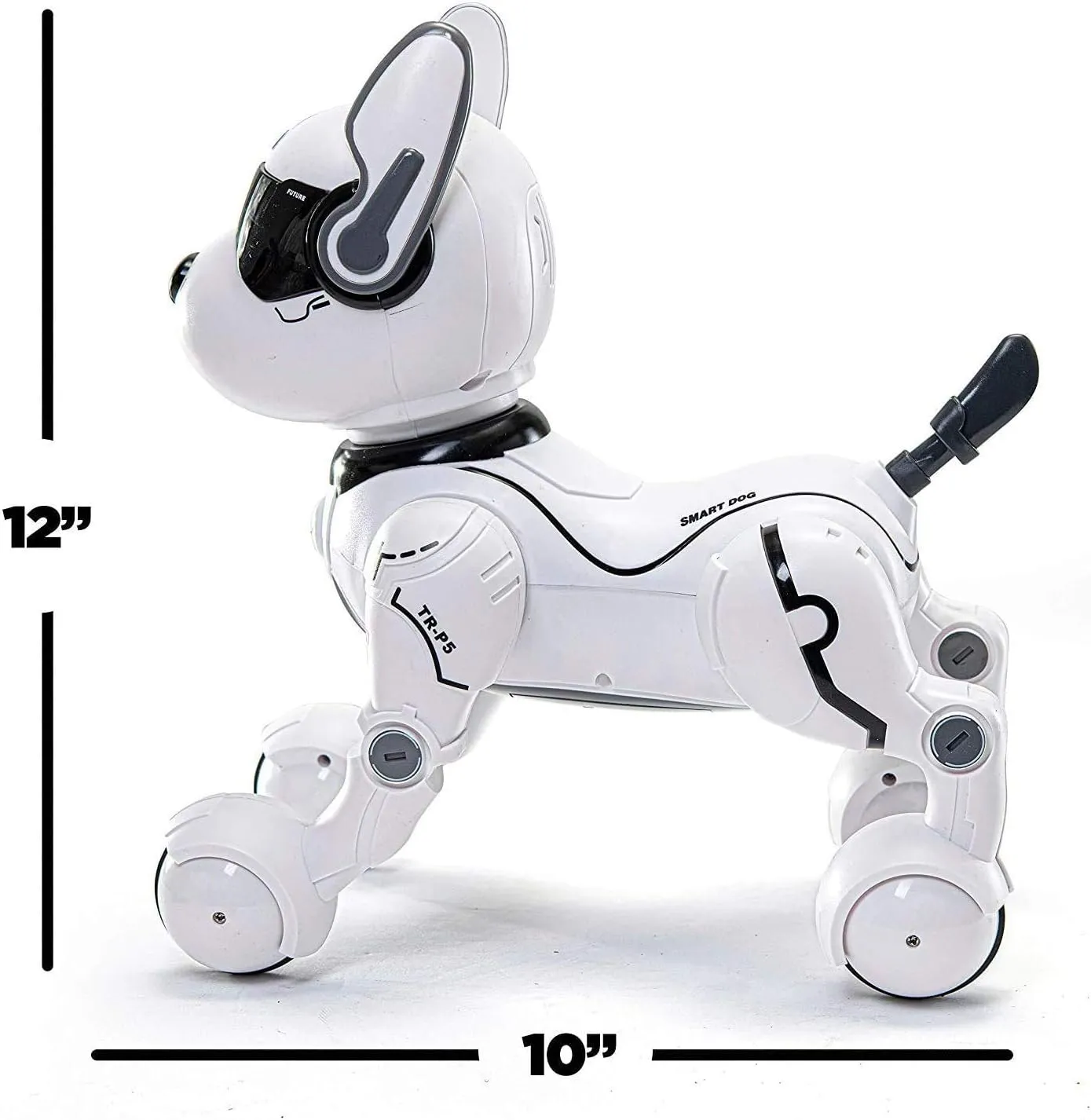 Top Race Rechargeable Robot Dog- Interactive Smart Robo Dog for Kids Ages 5-7 - Programmable with Remote Control, Voice and Touch Features - Realistic Actions and Perform Tricks - 4x5x6 Inches (White)