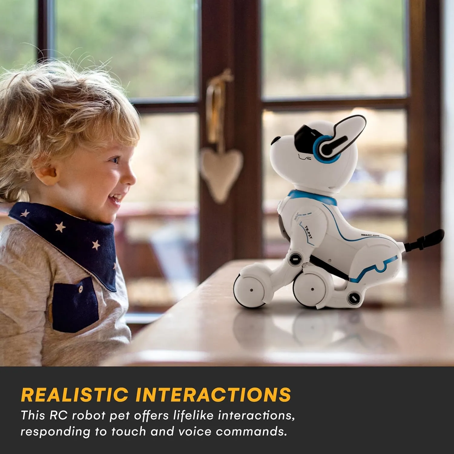 Top Race Rechargeable Robot Dog- Interactive Smart Robo Dog for Kids Ages 5-7 - Programmable with Remote Control, Voice and Touch Features - Realistic Actions and Perform Tricks - 4x5x6 Inches (White)