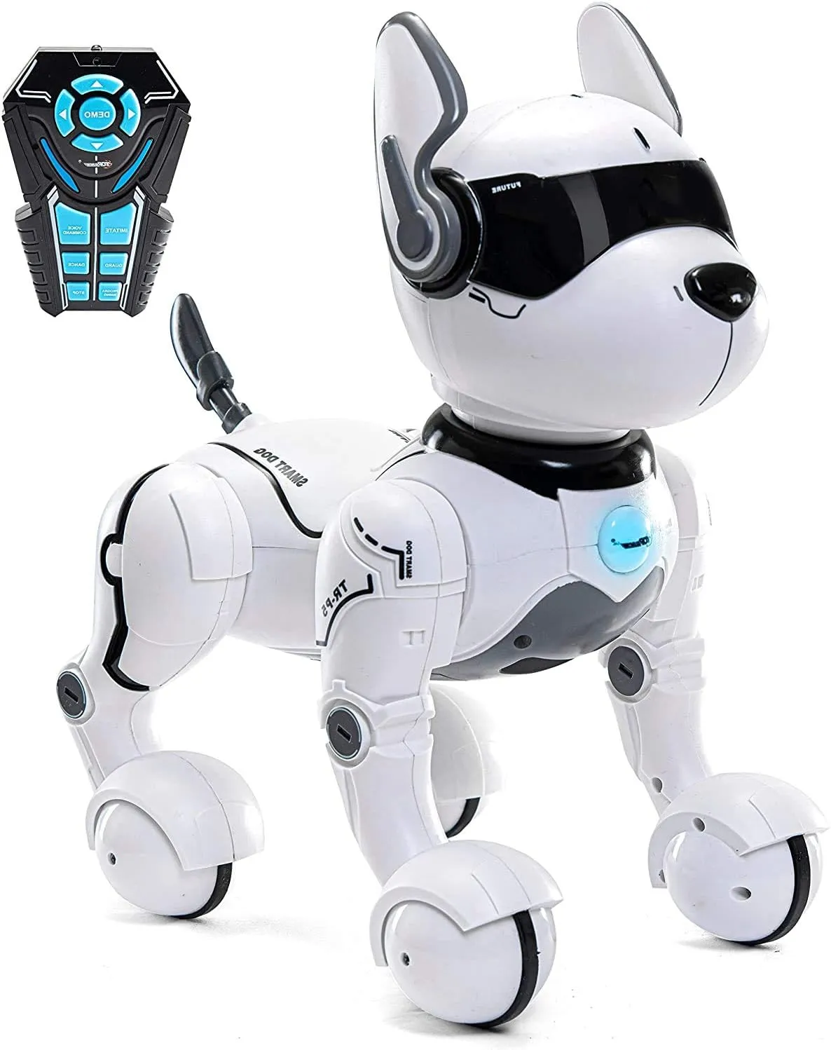 Top Race Rechargeable Robot Dog- Interactive Smart Robo Dog for Kids Ages 5-7 - Programmable with Remote Control, Voice and Touch Features - Realistic Actions and Perform Tricks - 4x5x6 Inches (White)