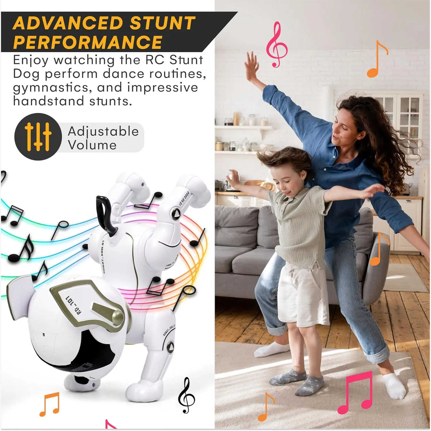 Top Race Robot Dog - Interactive Rechargeable RC Dog Toy for Kids with Gesture Sensing, Adventure Mode, Programming Tricks, STEM Learning - Robotic Pet for Ages 8-12 - White
