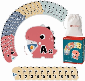 TOP BRIGHT Dinosaur Initial Word and Number Rotation Flash Cards, Montessori Educational Toy for Toddlers Learning Resource, Fun Flashcards for Kids 3 4 5  Year