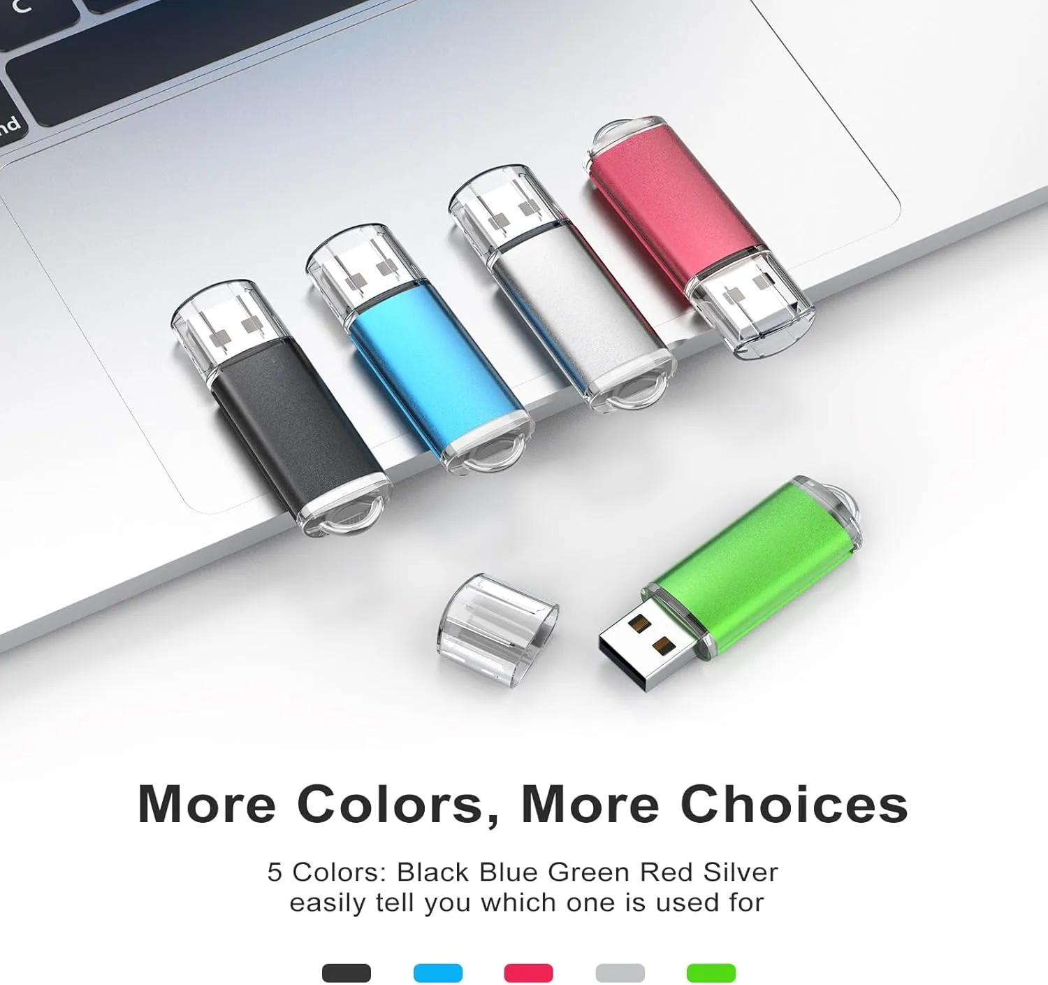 TOPESEL USB Flash Drive 5 Pack 64GB USB 2.0 Flash Drive Memory Stick USB Drive Jump Drive USB Storage Flash Drives Pen Drive Thumb Drives (5 Mixed Colors: Black Blue Green Red Silver)