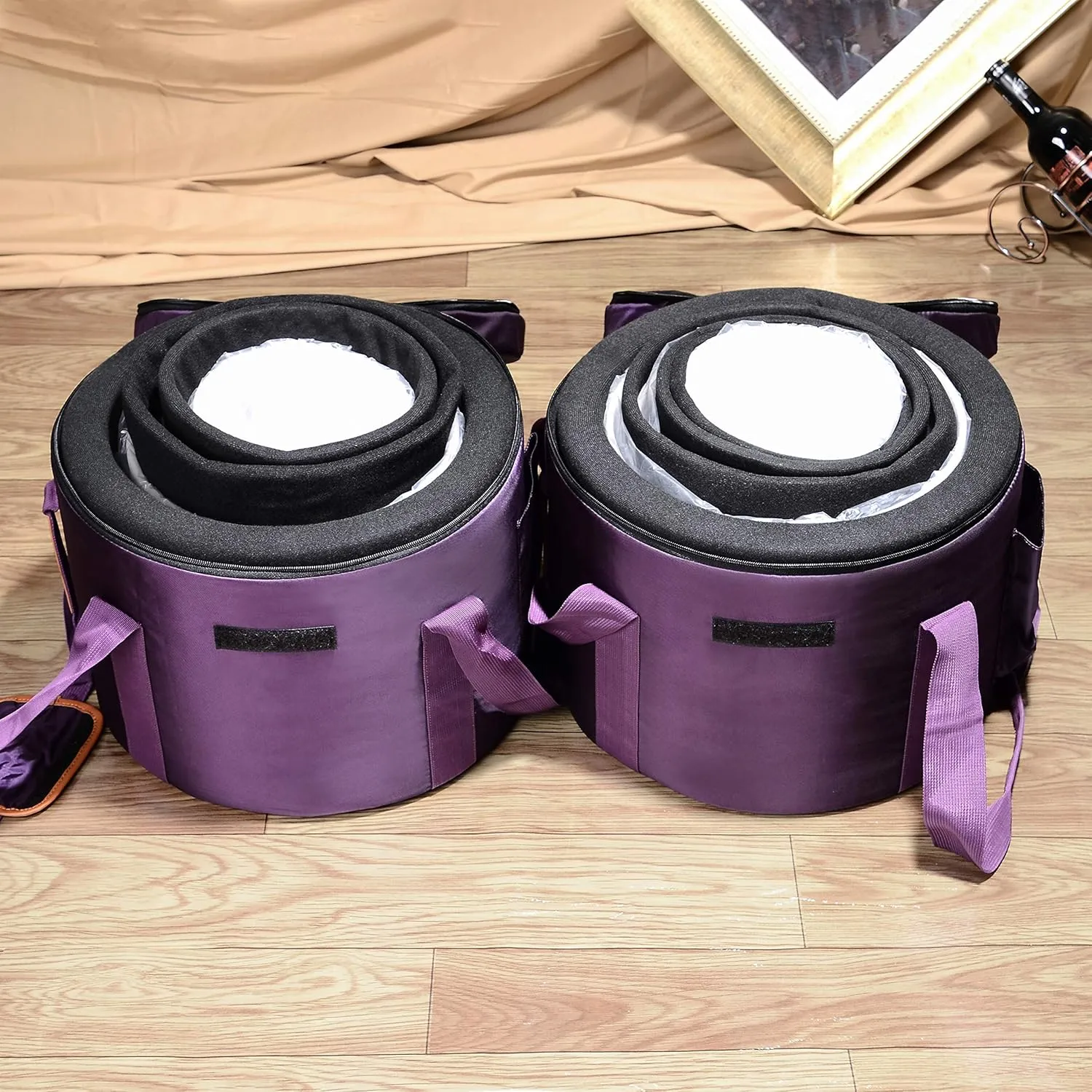 TOPFUND 6-12 Inch 432Hz Chakra Set of 7 Crystal Singing Bowls with Heavy Duty Carrying Cases and Mallets