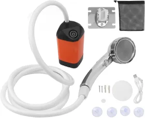 TOPINCN Portable Camping Shower, Strong Water Portable Camping Shower, Adjustable Water Volume and 3 Colors Display Light, Electric Pump, Sucker, Paste, Screw Type