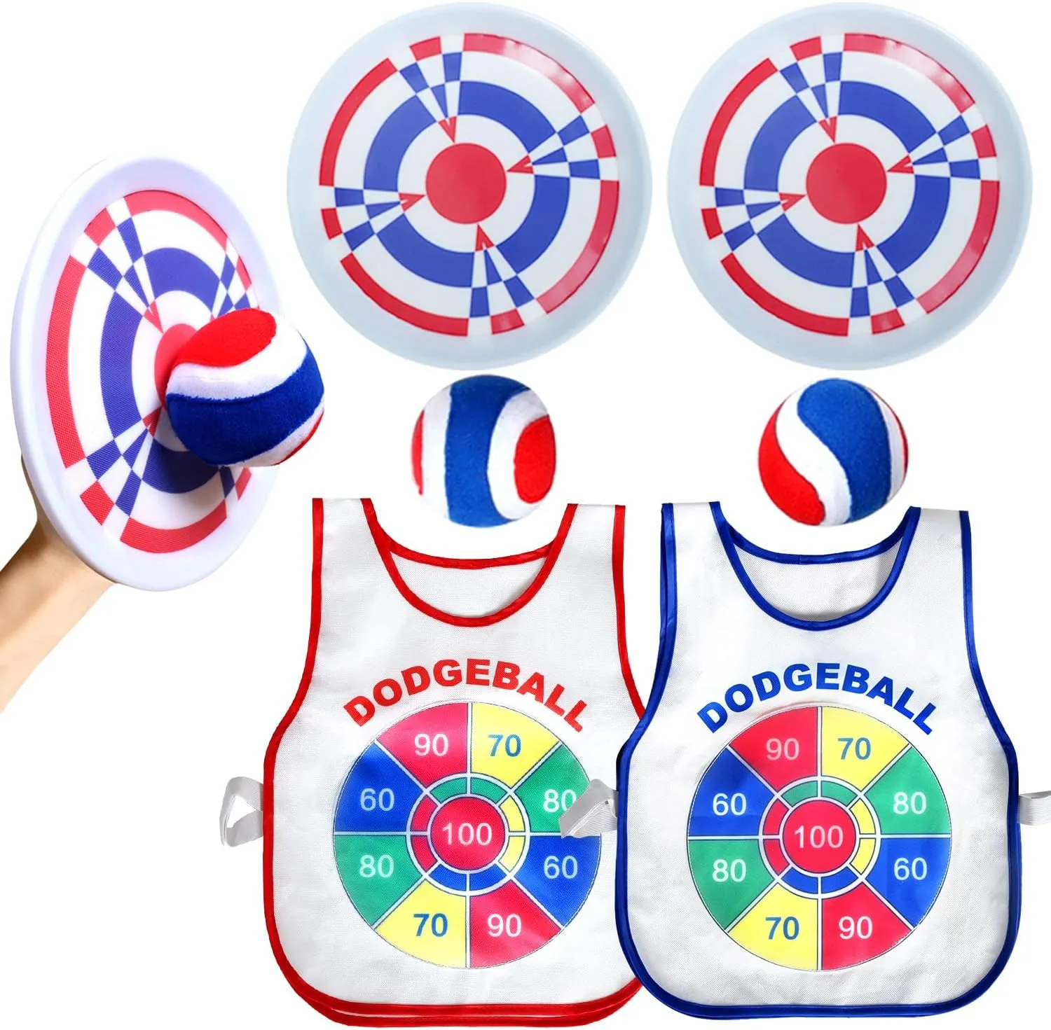 Toss and Catch Ball Game Set - 2 Catching Vests, 2 Soft Sticky Balls & 2 Paddles - Great Christmas & Birthday Gifts - Safe Outdoor Fun for Kids Aged 3-8 