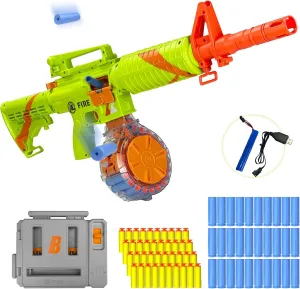 Toy Gun Shell Ejecting Electric Soft Bullet M16 Models Foam Blasters with 22 Capacity Drum Magazines & Bullet Quick Loader Auto/Manual Modes Indoor Outdoor Play for Boys Girls Adults Age 8 