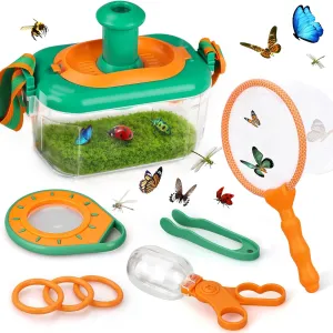 TOY Life Bug Catcher for Kids Outdoor Toys with Butterfly Net, Bug Habitat with Magnified Viewer, Bug Toys Tweezers & Magnifying Glass, Insert Catcher for Kids Outdoor Activities Explorer Kit
