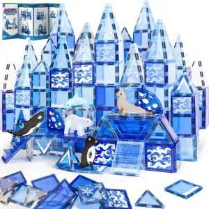 TOY Life Magnetic Tiles 56pcs Magnet Building Toys for Kids Ages 4-8, Magnetic Toys for Toddlers 3 , Magnet Tiles Educational Construction Toys, Magnetic Building Tiles Toddlers Christmas Toy Gift