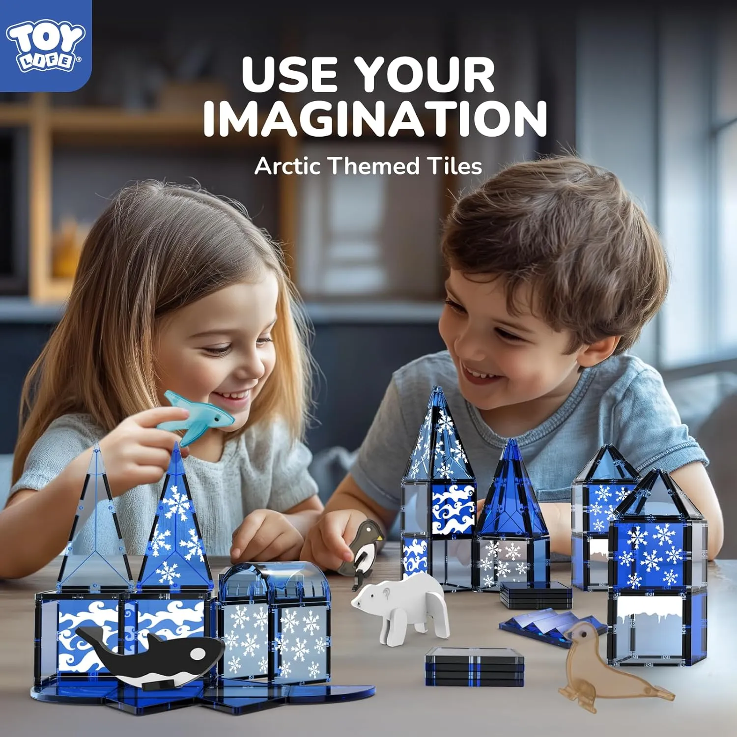 TOY Life Magnetic Tiles 56pcs Magnet Building Toys for Kids Ages 4-8, Magnetic Toys for Toddlers 3 , Magnet Tiles Educational Construction Toys, Magnetic Building Tiles Toddlers Christmas Toy Gift