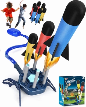 TOY Life Toy Rocket Launcher for Kids Toy Rocket with 6 Foam Rockets and Refills Rocket Launcher for Kids 5-8-12 Shoot Up to 100 Ft Outdoor Toys