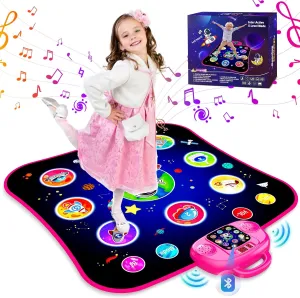 Toys for 6 Year Old Girl Gifts for 3-12 Year Old Girls Birthday Game for 6 Year Old Girls Toy Age 6-8 Dance Mat for Kids Ages 4-8 Dance Pad Music Player Pink