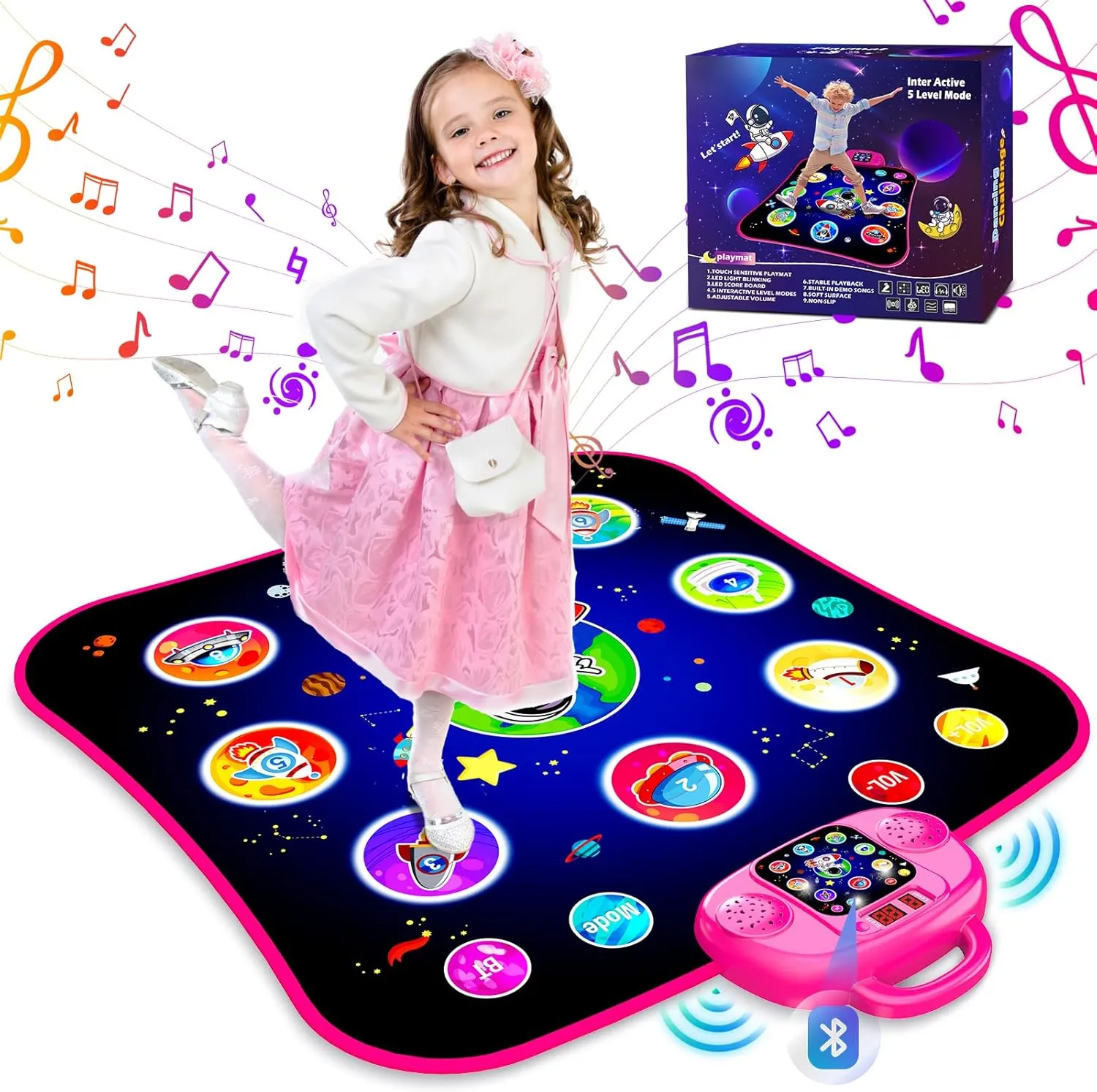 Toys for 6 Year Old Girl Gifts for 3-12 Year Old Girls Birthday Game for 6 Year Old Girls Toy Age 6-8 Dance Mat for Kids Ages 4-8 Dance Pad Music Player Pink