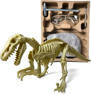 Toysvill Fossil Dinosaurs Archaeological Digging Kit, Model Skeleton | Educational STEM Toys | Realistic Toys for Kids [Raptor], Excavation Tools   Protective Goggles