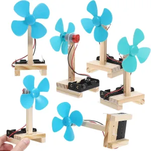 Toyvian 6 Sets Kids DIY Science Education Kit Electric Fan Making Toy Manual Assembly Fan for Creative Projects and Classroom Activities