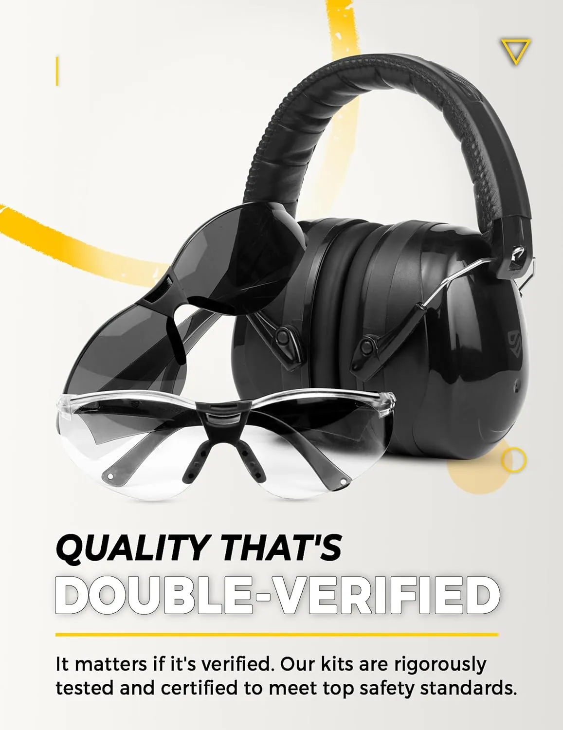 TradeSmart Precision Shooting Kit - 2 Sets of Earmuffs for Shooting Range & Gun Safety Glasses, ANSI Certified