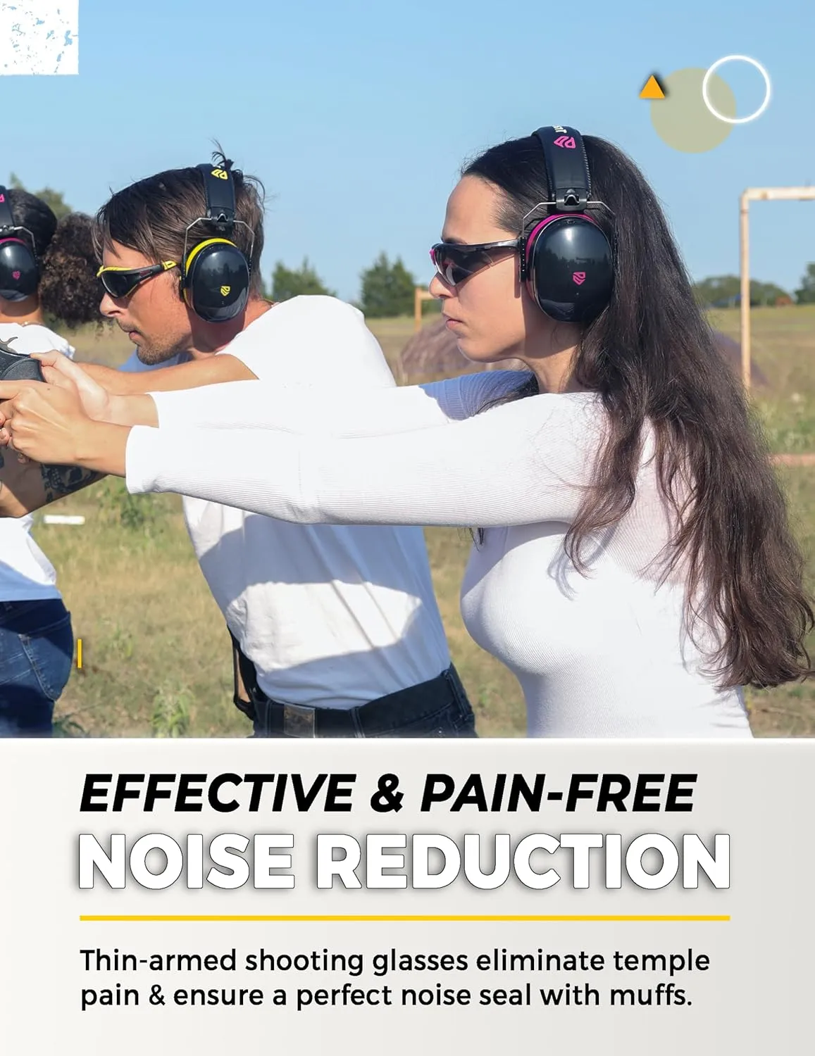 TradeSmart Precision Shooting Kit - 2 Sets of Earmuffs for Shooting Range & Gun Safety Glasses, ANSI Certified