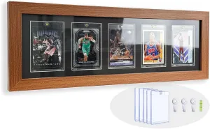 Trading Card Display Frame - Wall Mount Sport Card Display Case with UV Protection Magnetic Card Holder for 5 Standard Cards