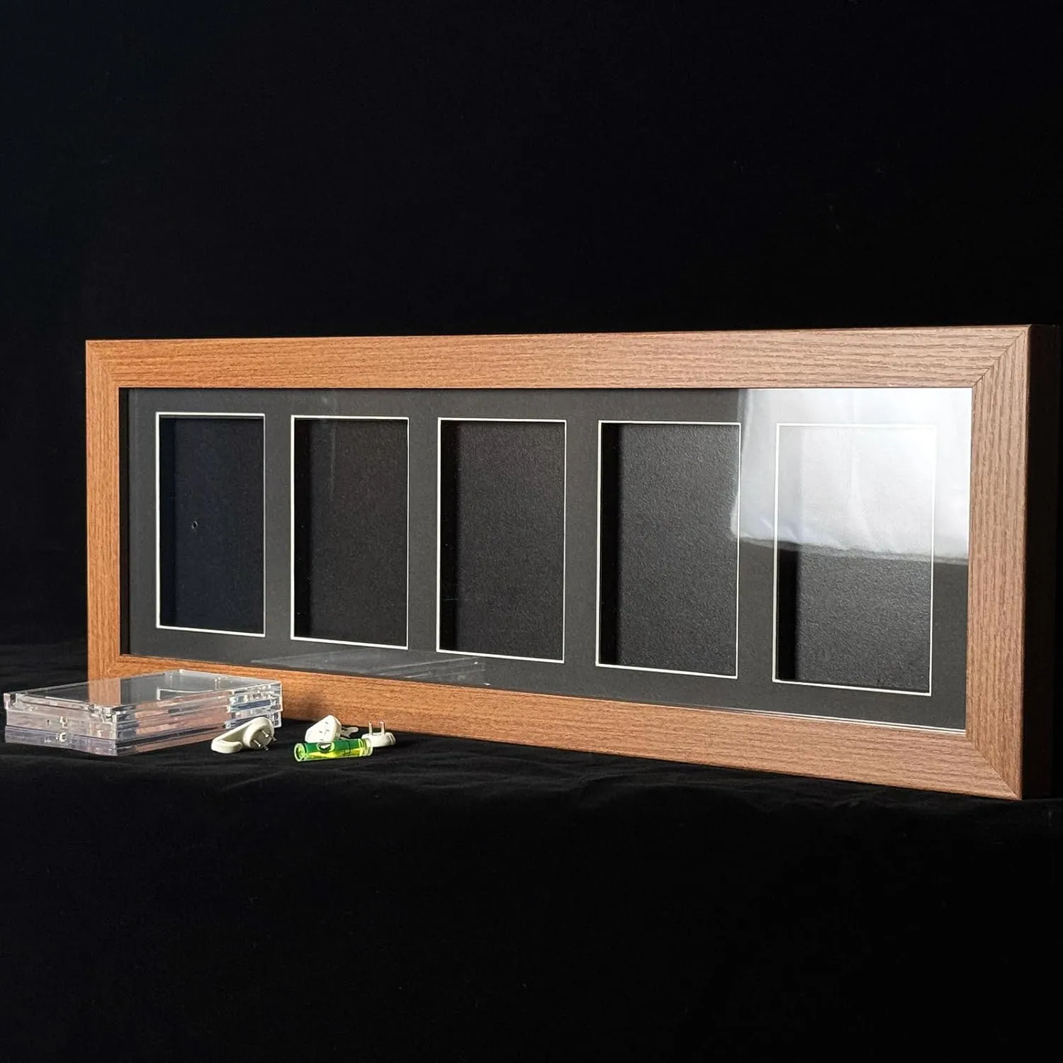 Trading Card Display Frame - Wall Mount Sport Card Display Case with UV Protection Magnetic Card Holder for 5 Standard Cards