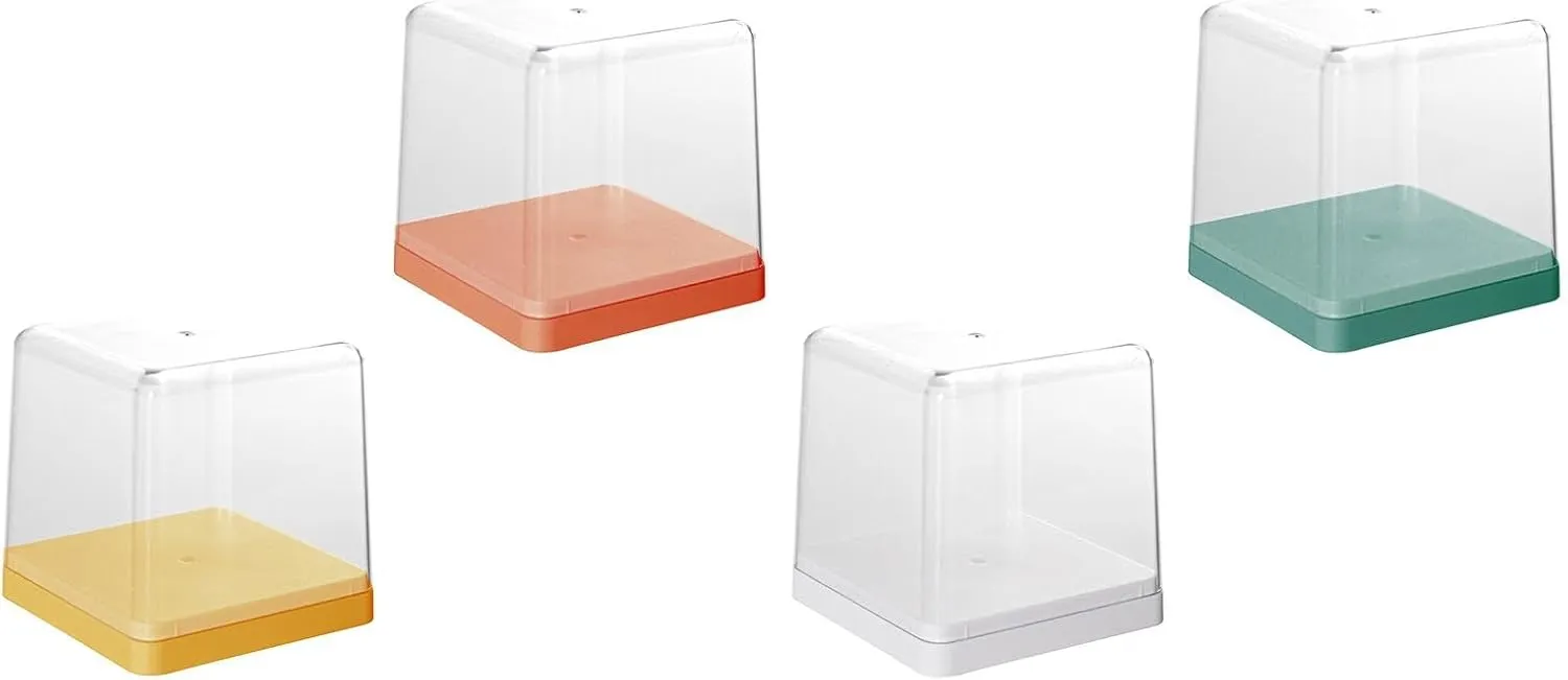 Transparent Plastic Action Figure Display Box - Showcase for Dolls & Diecast Cars - Stackable & Sturdy Organizer Stand for Collection - 9.5cm High Figures - - Yellow