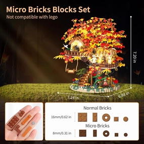 Treehouse Building Blocks Set with LED Lights-2725 PCS Micro Bricks,Akino Forest Style Building Toy Kit,Miniature Tree House Model Decor,Ideal Birthday, for Age 14  Adults