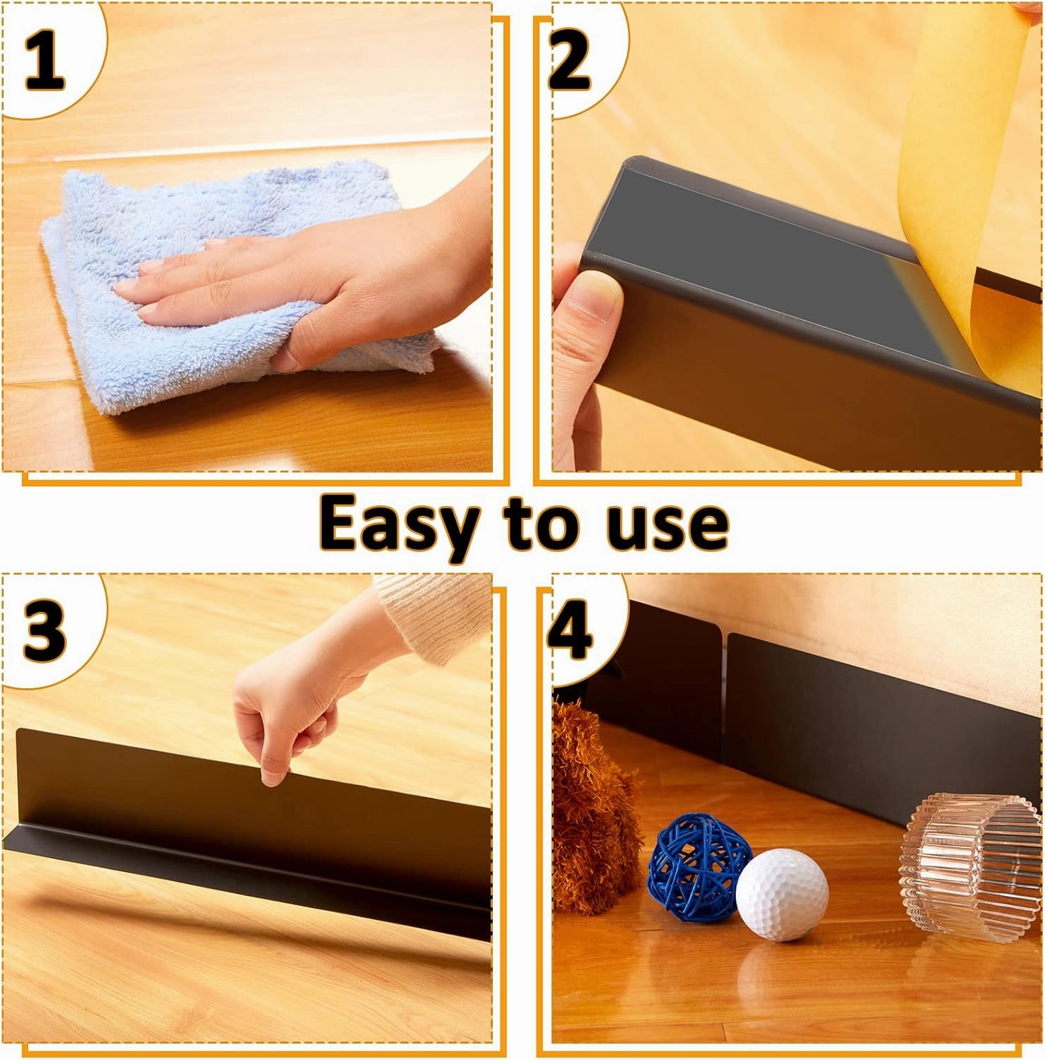 Treela 12 Pcs Under Couch Blocker Black Couch Blocker for Pets Bumper for Under Furniture Baffle Board with Adjustable Guard to Stop Going Below Sofa Easy Install (3.2 Inch)
