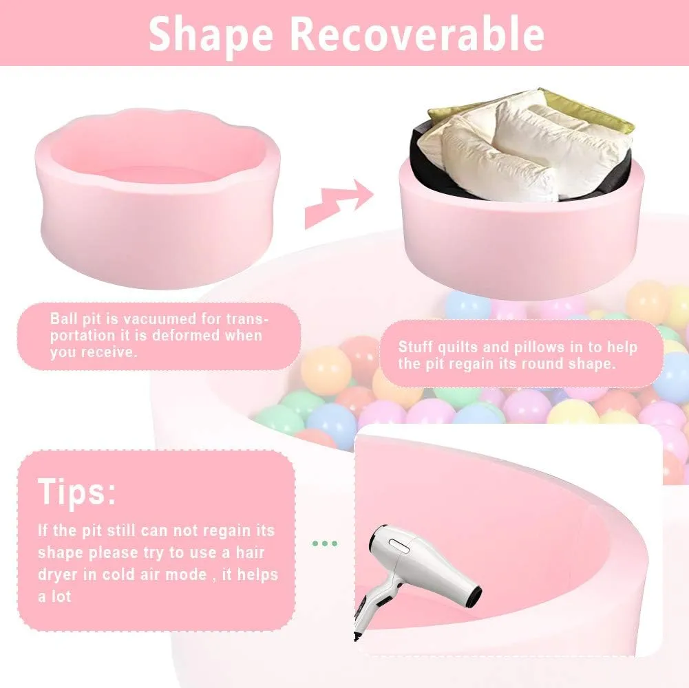 TRENDBOX Memory Foam Sponge Indoor Round Ball Pit (NO Balls) for Toddler Children (Light Pink)