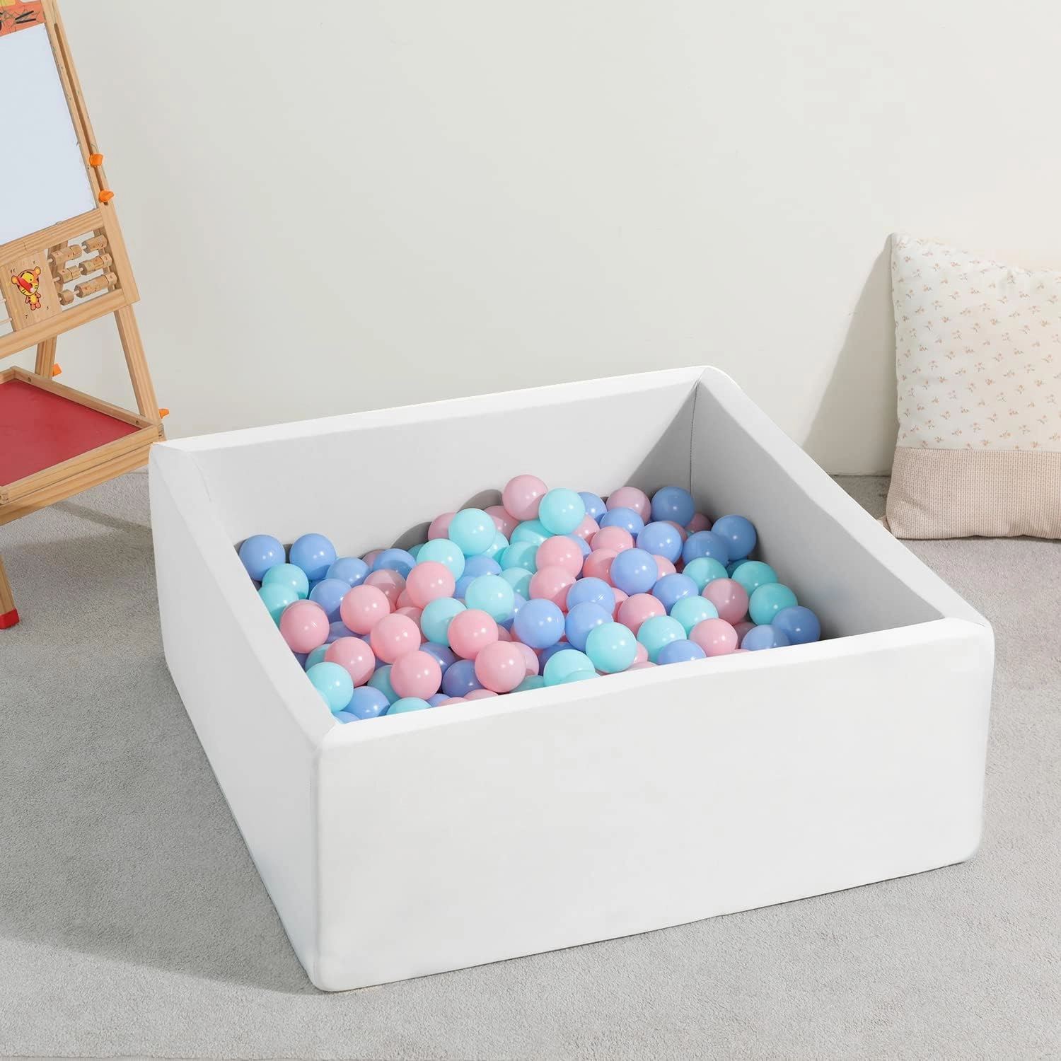 TRENDBOX Ball Pit Kids Ball Pit Memory Foam Ball Pit Square Ball Pits for Toddlers Babies Ball Pit Balls NOT Included - White