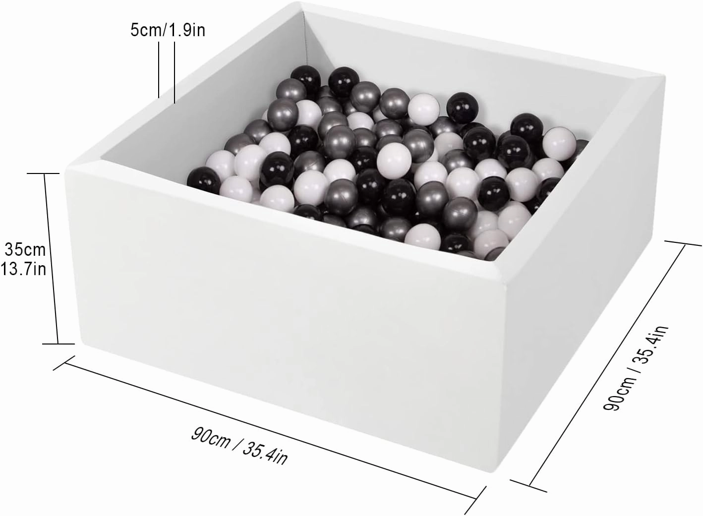 TRENDBOX Ball Pit Kids Ball Pit Memory Foam Ball Pit Square Ball Pits for Toddlers Babies Ball Pit Balls NOT Included - White