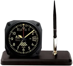 Trintec Aviation Vintage Altimeter Altitude Desk Pen Set with Alarm Clock Model DS60V by Trintec