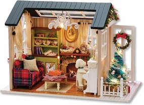 TuKIIE DIY Miniature Dollhouse Kit, 1:24 Scale Wooden Mini Doll House Accessories with Furniture for Kids Teens Adults(Holiday Times)