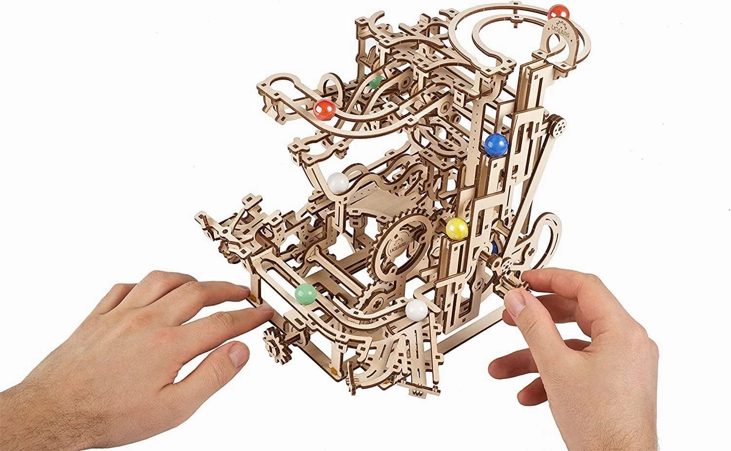 UGEARS 3D Wooden Puzzles for Adults - Wooden Marble Run Tiered Hoist Model Kit - Advanced Wooden 3D Puzzle Model Building Kits - DIY Marble Race as Hobbies for Men and Women Adult Crafts - 315 Pcs