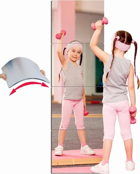 Unbreakable Acrylic Mirror Non-Glass shatterproof Mirror Full Length Wall Gym for Home Mirror Frameless Home Fitness Mirrors (4pcs,12 in x12 in ), Silver