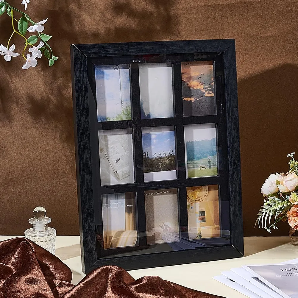UNICRAFTALE Trading Card Display Frame 9 Cards Baseball Card Display Case Wall-Mounted Sports Card Display Frame Black Holder for Basketball Football Hockey Standard Cards