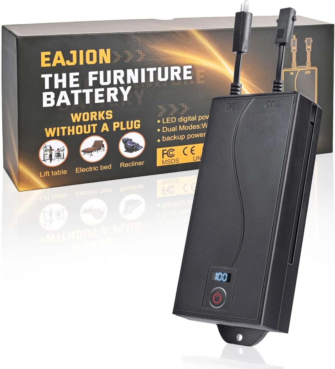 Universal Battery Pack for Reclining Furniture, 2500mAh Rechargeable Wireless Power Supply Fits Furniture with 2-Pin Connection, Batteries for Electric Sofas, Recliner, Couch, Lift Chairs