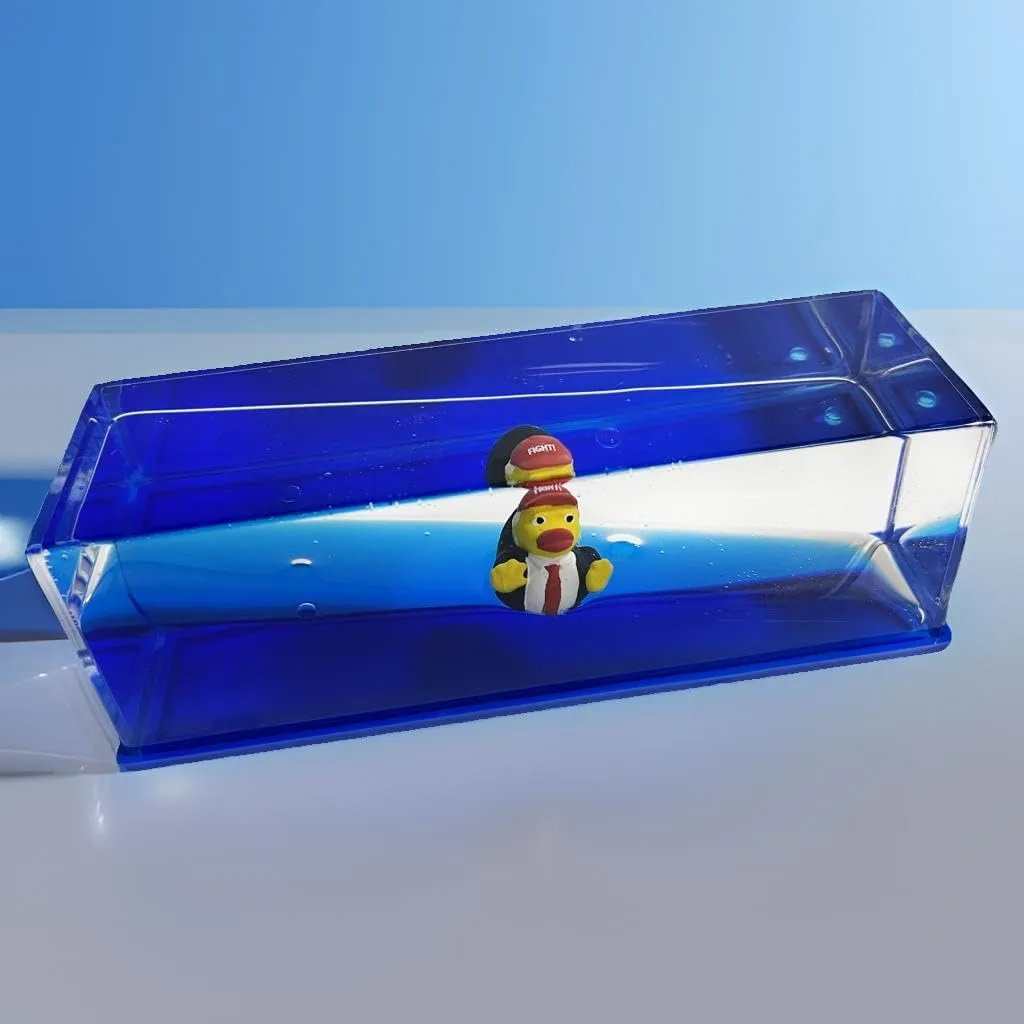 Unsinkable Rubber Ducks Duckies Toys Merchandise Acrylic Paperweight for Car Decorations Desk Wave Liquid Cruise Ship Fluid Drift Boat in a Box Bottle Toys (Black)